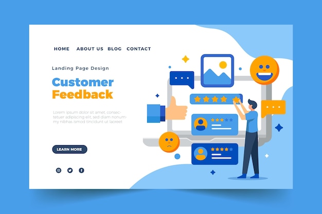 Free vector flat feedback landing page