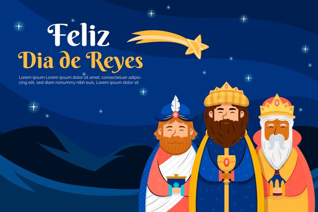 플랫 feliz dia de reyes 인사말 카드 서식 파일