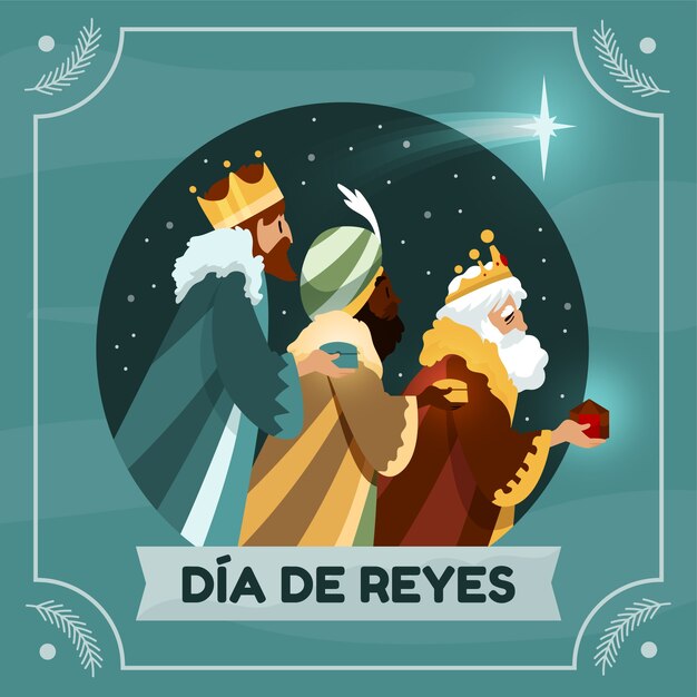 플랫 feliz dia de reyes 인사말 카드 서식 파일