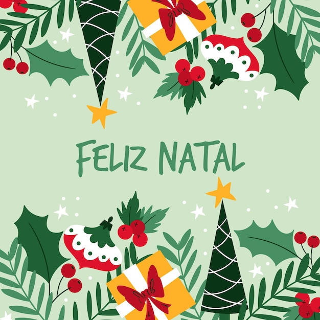 Vettore gratuito piatto feliz natal illustrazione