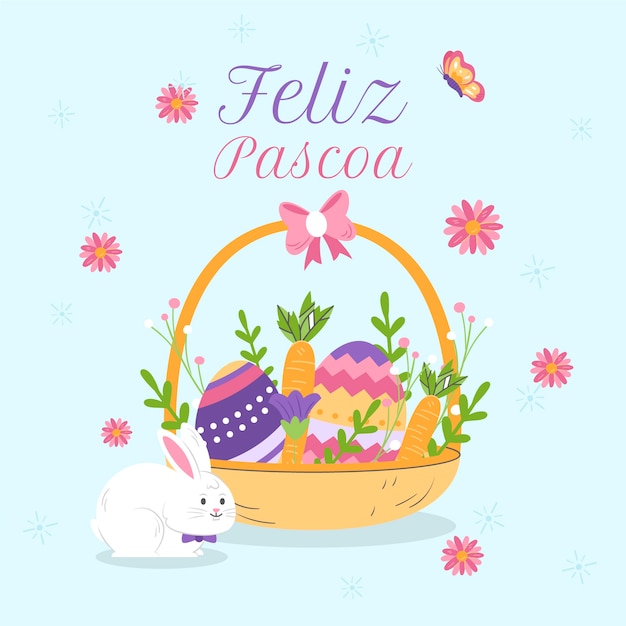 Flat feliz pascoa illustration