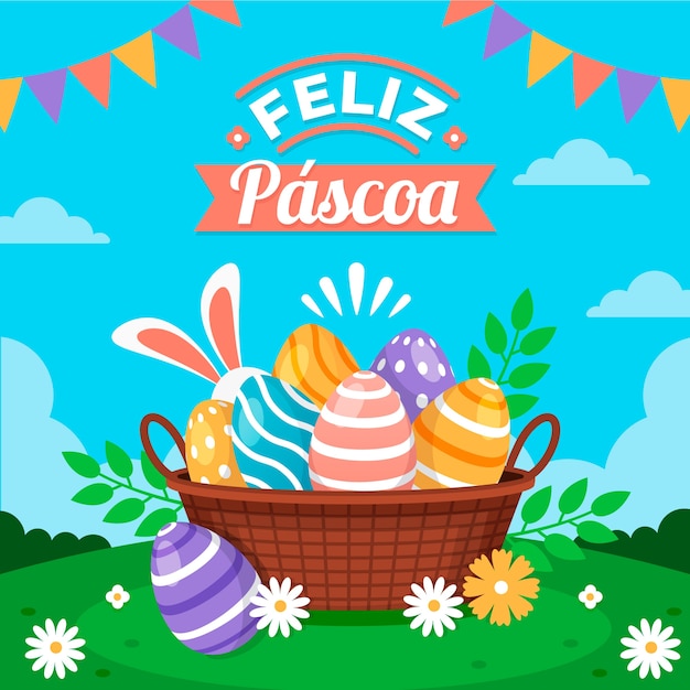 Flat feliz pascoa illustration