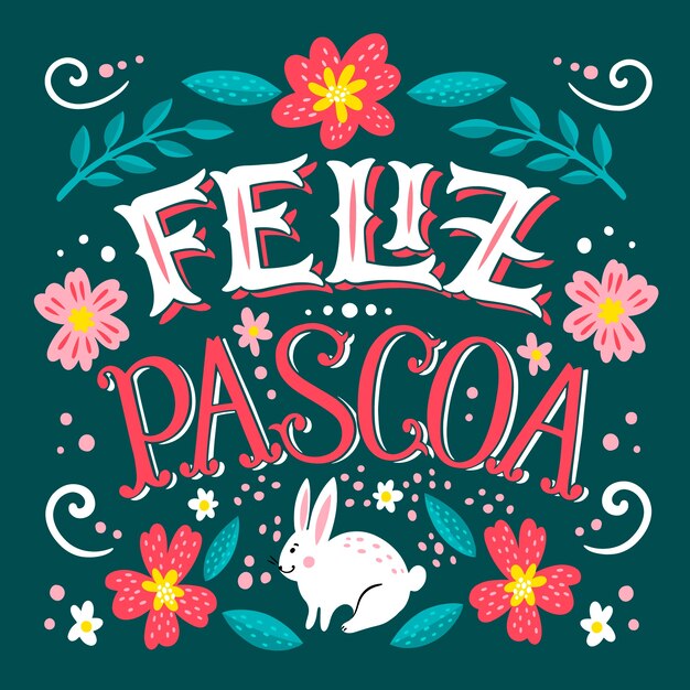 Плоская иллюстрация feliz pascoa