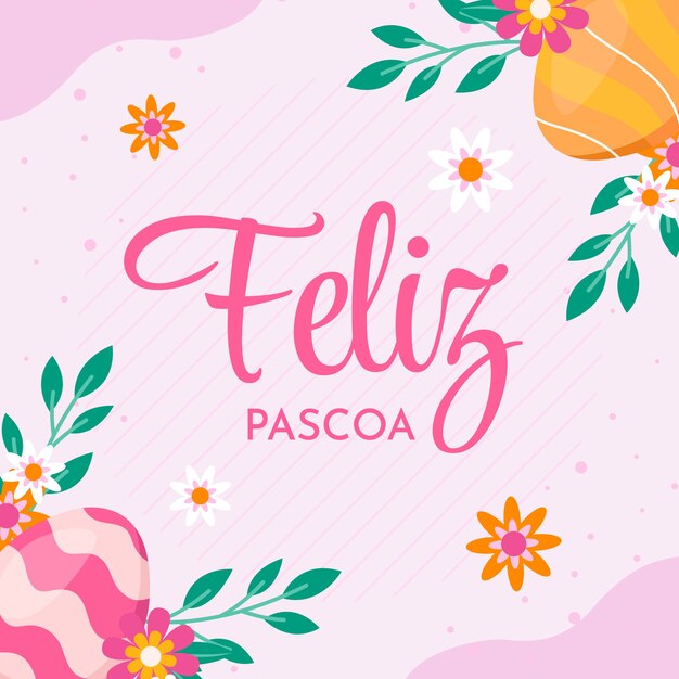 Flat feliz pascoa illustration