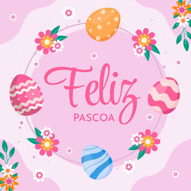 Бесплатное векторное изображение Плоская иллюстрация feliz pascoa