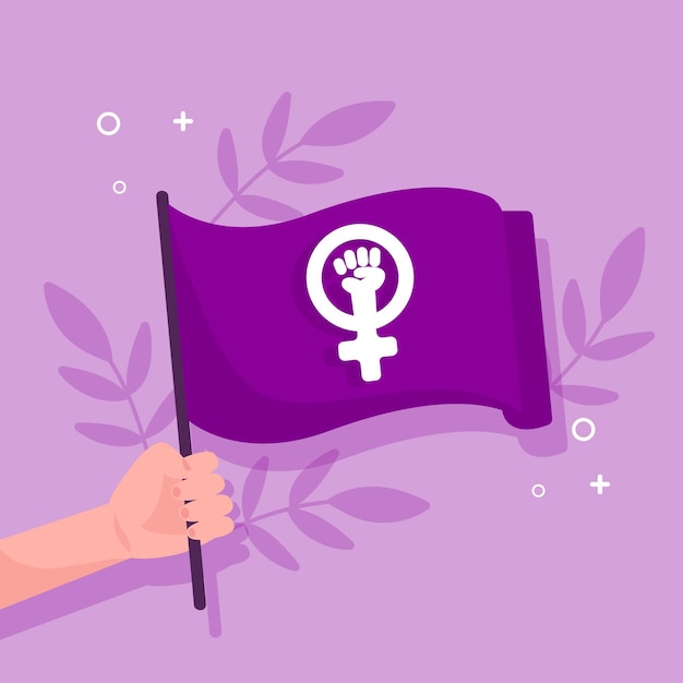 Flat feminist flag illustration