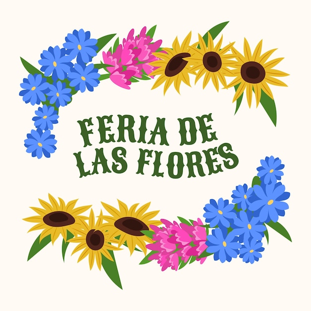 Flat feria de las flores celebration illustration