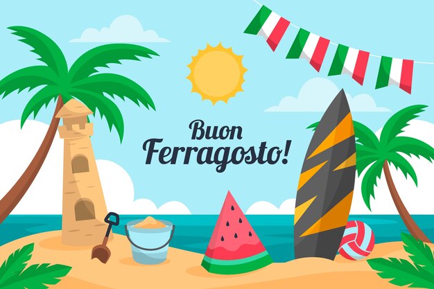 Vettore gratuito fondo piatto di ferragosto