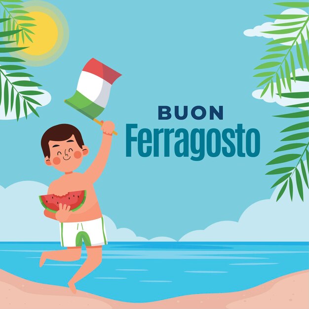 Flat ferragosto illustration