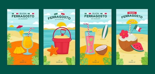 Flat ferragosto instagram stories collection