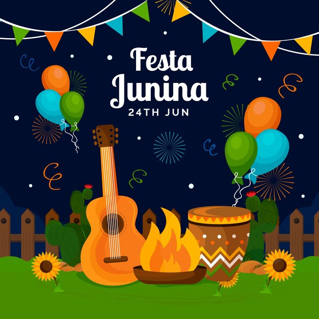 Flat festa junina background