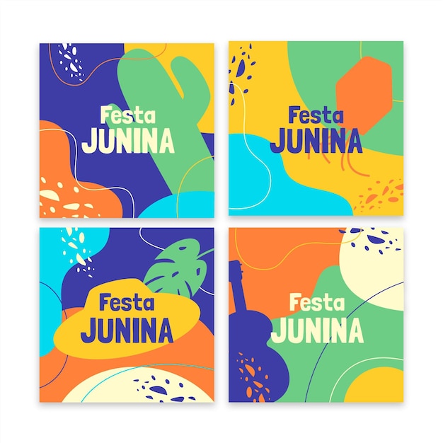 Vettore gratuito collezione di carte flat festa junina