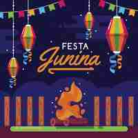 Free vector flat festa junina concept