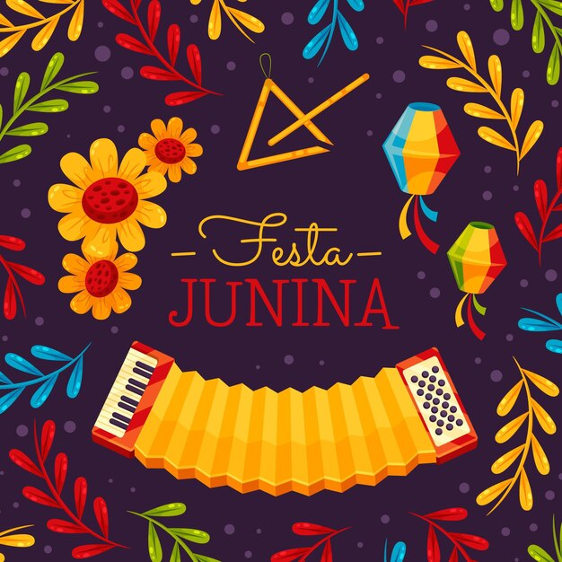 Бесплатное векторное изображение Плоская иллюстрация festa junina