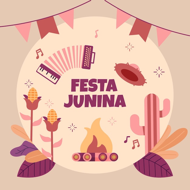 Плоская иллюстрация festa junina