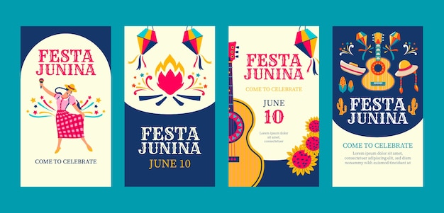 Storie di instagram di festa junina piatta