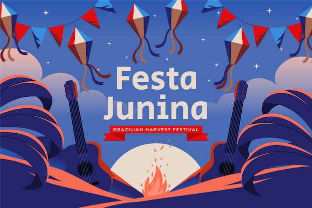 Vettore gratuito sfondo piatto festas juninas