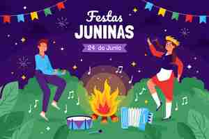 Free vector flat festas juninas background