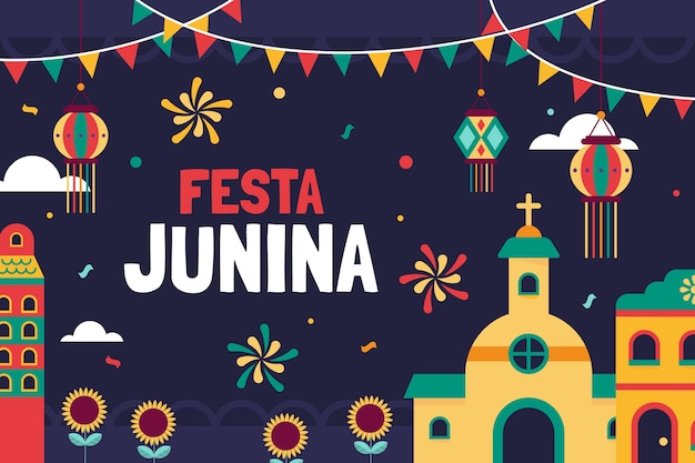 Vettore gratuito sfondo piatto festas juninas