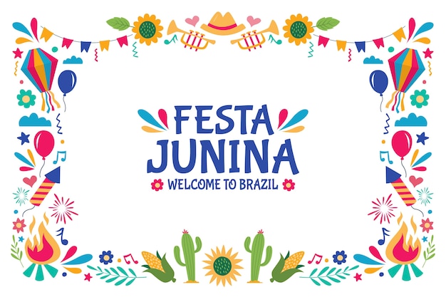 Бесплатное векторное изображение Плоский фон festas juninas