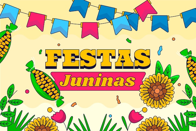 Vettore gratuito sfondo piatto festas juninas