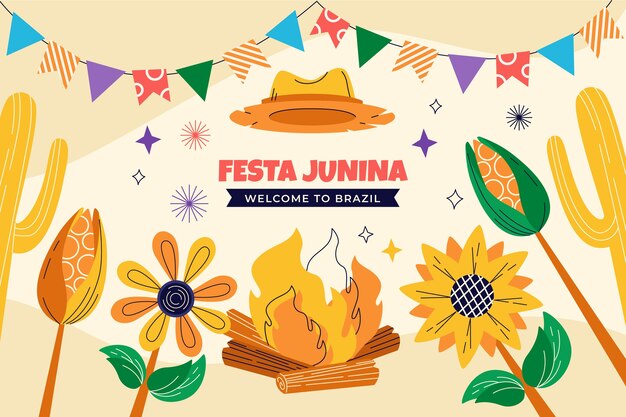 Плоский фон festas juninas