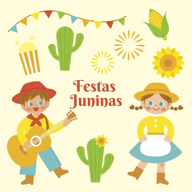 Flat festas juninas element collection