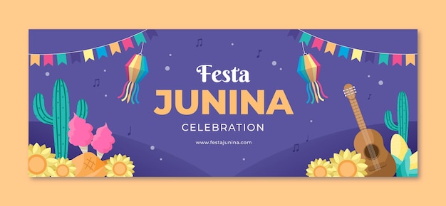 Flat festas juninas обложка фейсбука