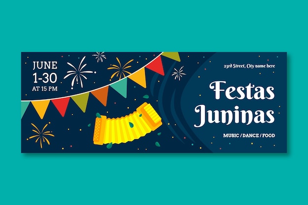 Бесплатное векторное изображение flat festas juninas обложка фейсбука