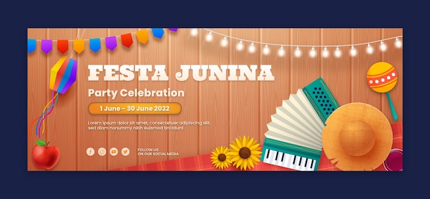 Бесплатное векторное изображение flat festas juninas обложка фейсбука