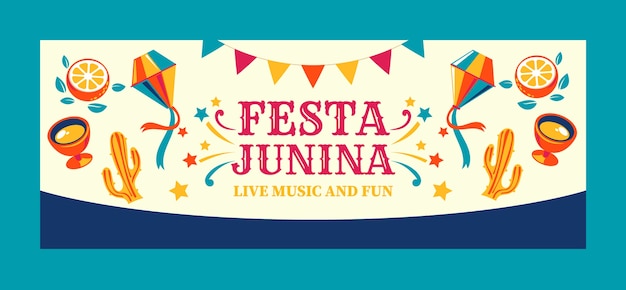 무료 벡터 flat festas juninas 페이스북 커버