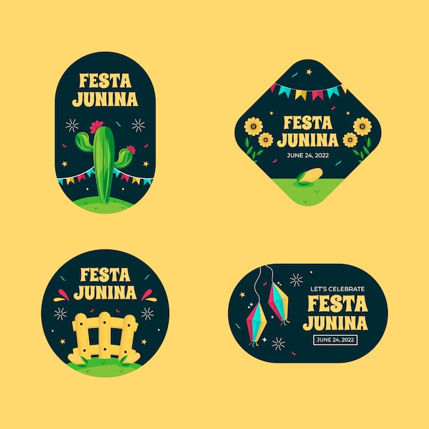 Collezione di etichette piatte festas juninas