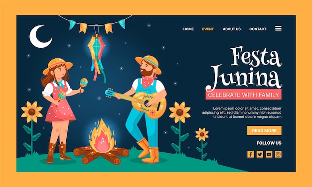 Free vector flat festas juninas landing page template