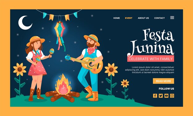 Flat festas juninas landing page template