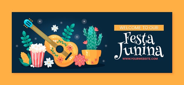 Flat festas juninas social media cover template