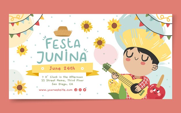 플랫 festas juninas 소셜 미디어 프로모션 템플릿