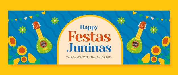 Free vector flat festas juninas twitter header