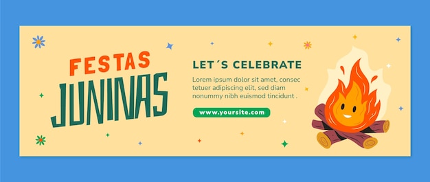 Бесплатное векторное изображение Заголовок твиттера flat festas juninas