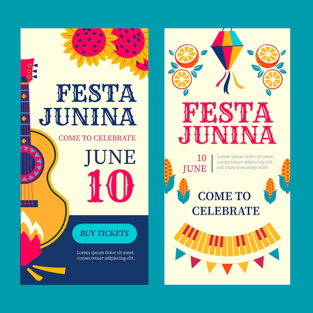 Плоский шаблон вертикального баннера festas juninas