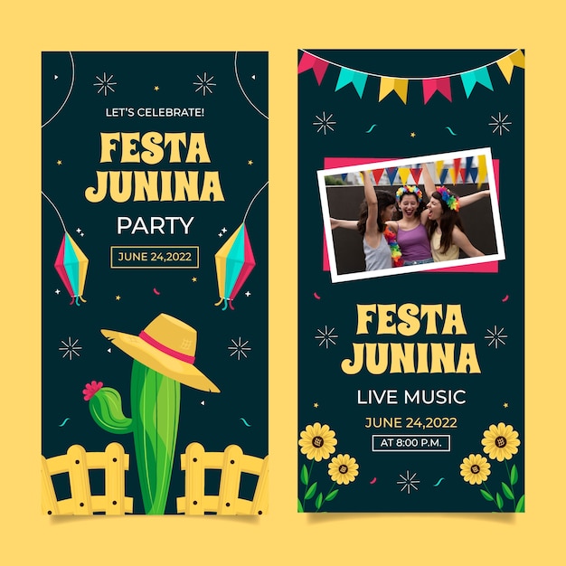 Пакет плоских вертикальных баннеров festas juninas