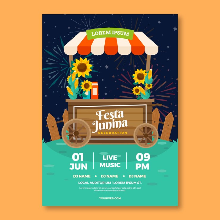 Free Vector flat festas juninas vertical poster template