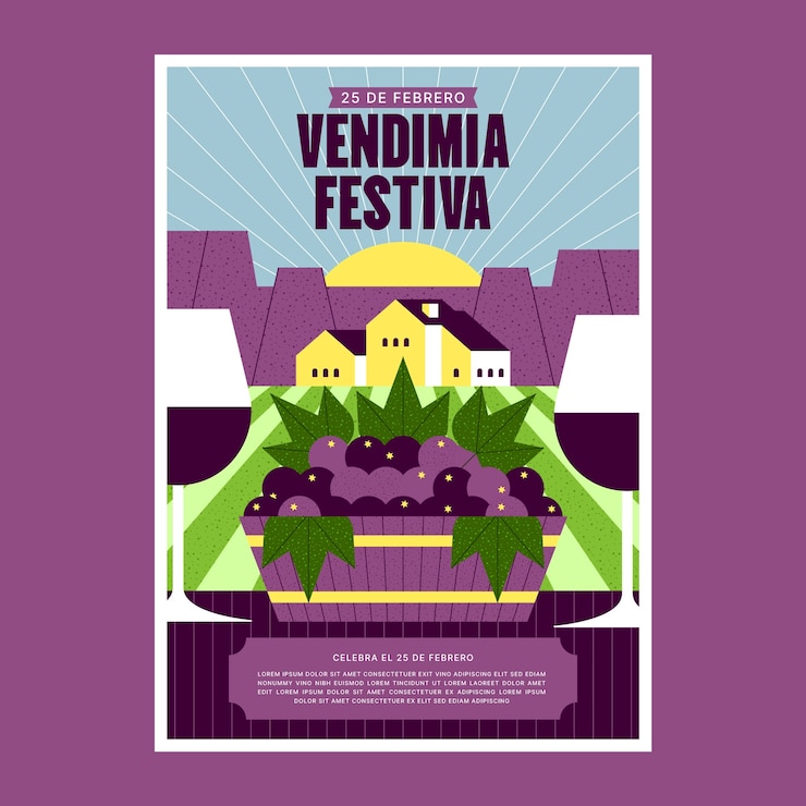 Free Vector flat fiesta de la vendimia vertical poster template
