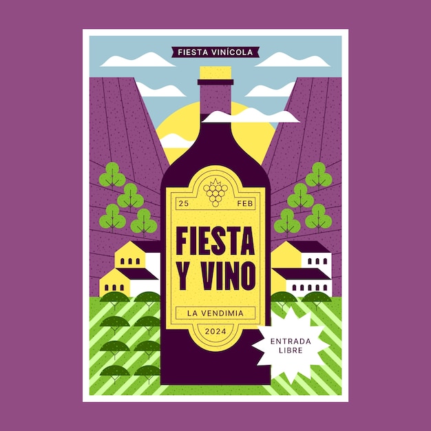 Free vector flat fiesta de la vendimia vertical poster template