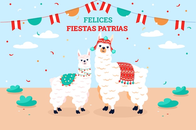 Sfondo piatto fiestas patrias con lama