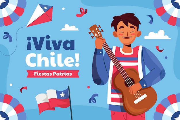 무료 벡터 평면 fiestas patrias 칠레 배경