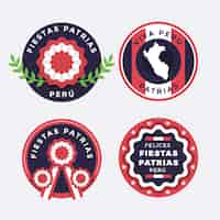 Free vector flat fiestas patrias de peru badge collection