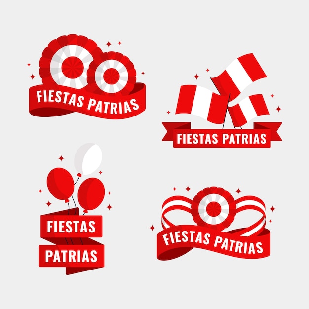 Flat fiestas patrias de peru badge collection