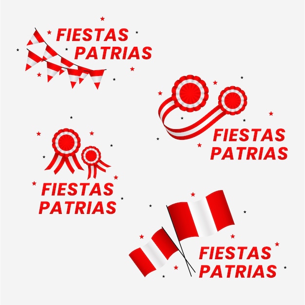 Flat fiestas patrias de peru badge collection