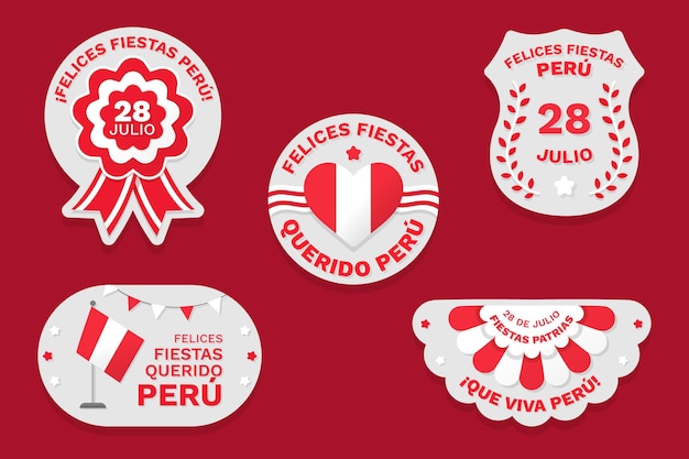 Flat Fiestas Patrias de Peru 배지 컬렉션