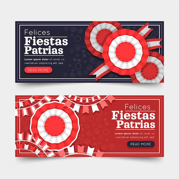 Free vector flat fiestas patrias de peru banners set